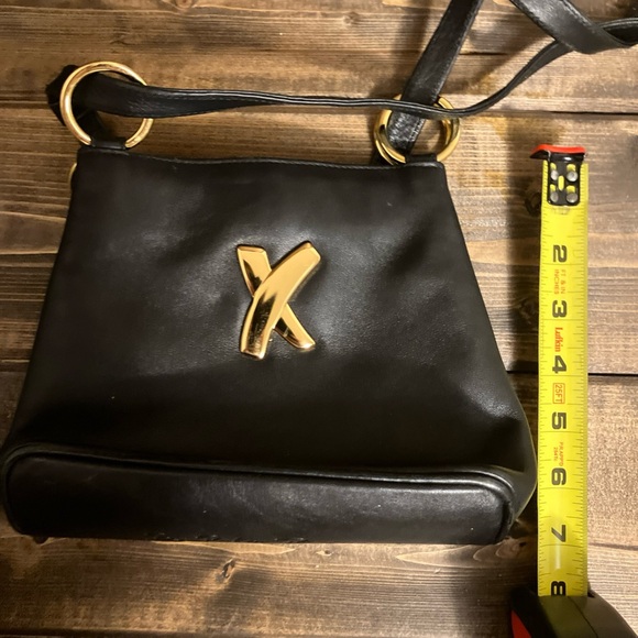 Paloma Picasso Vintage Black Leather Crossbody Shoulder Bag Purse Made in Italy - Picture 8 of 11